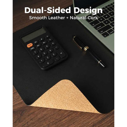 Ergonomic Dual-Sided Matte Leather & Natural Cork Desk Mat