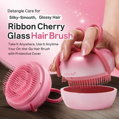 Ribbon Cherry Anti-Frizz Detangler Brush with Protective Travel Case