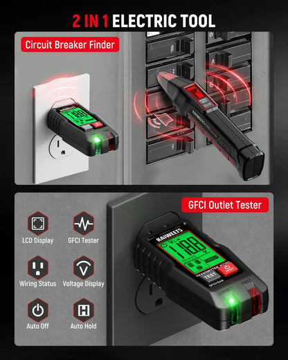 Digital Circuit Breaker Finder Tool with Clear LCD Display & Socket Tester