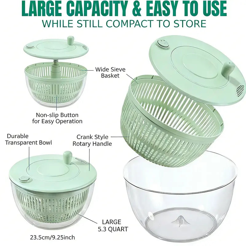 6-in-1 Multi-Functional Salad Spinner & Precision Mandoline Slicer Bowl