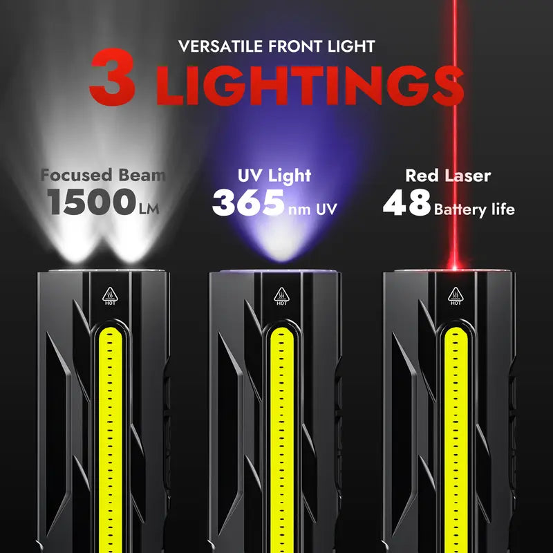 Ultra-Bright EDC Dual-LED Pocket Flashlight with UV & Side Work Light