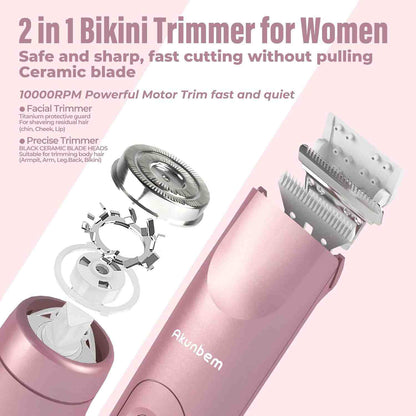 2-in-1 Electric Bikini Trimmer & Smooth Shaver for Women