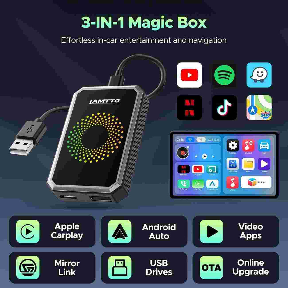 Transform Wired CarPlay to Wireless & Stream HD Videos Instantly on Your Car Screen