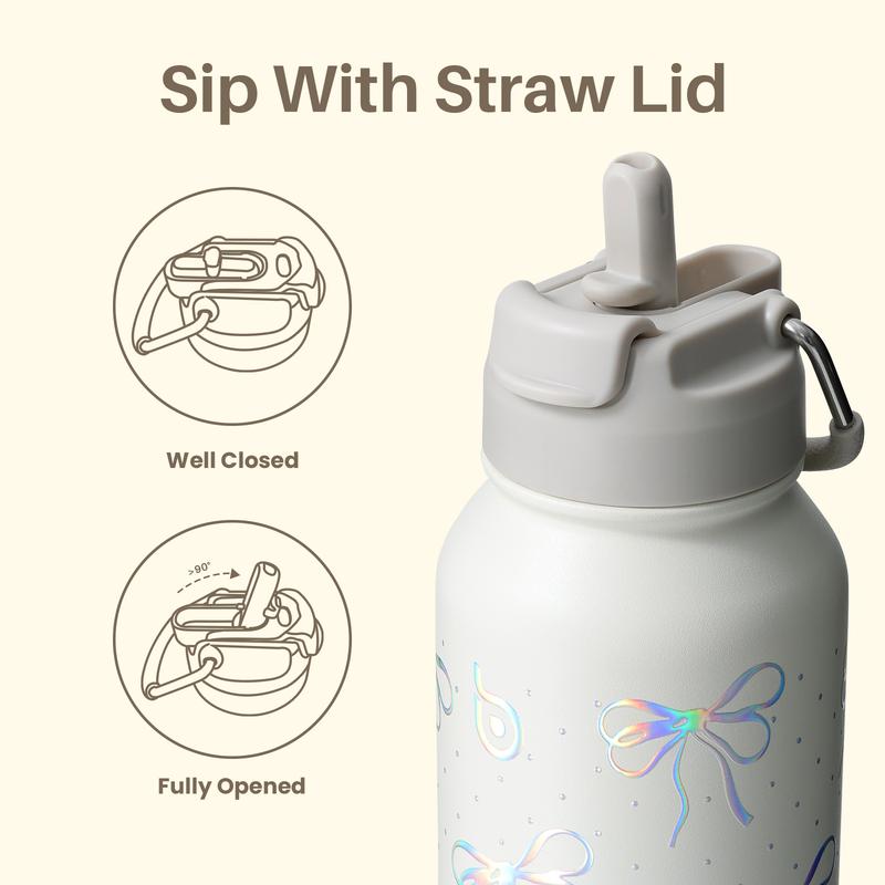 32oz Insulated Water Bottle – Dual Drinking Options with Hidden Storage Compartment
