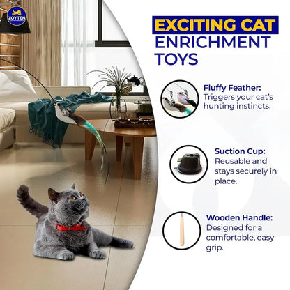 Interactive Feather Teaser Wand & Automatic Motion Cat Toy Set
