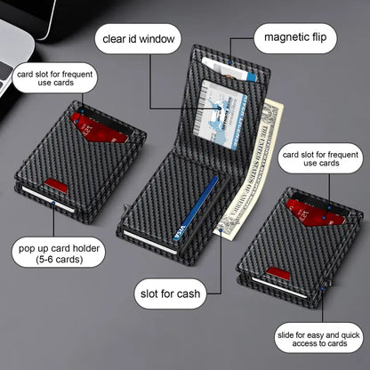 Instant Access RFID Blocking Minimalist Bifold Wallet