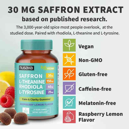 Saffron + L-Theanine Gummies for Daily Calm & Focus