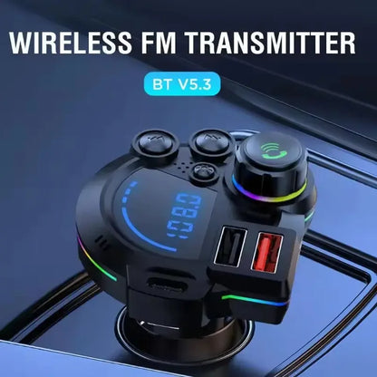 Wireless Bluetooth FM Transmitter with Hands-Free Calling & Fast Dual USB Charging