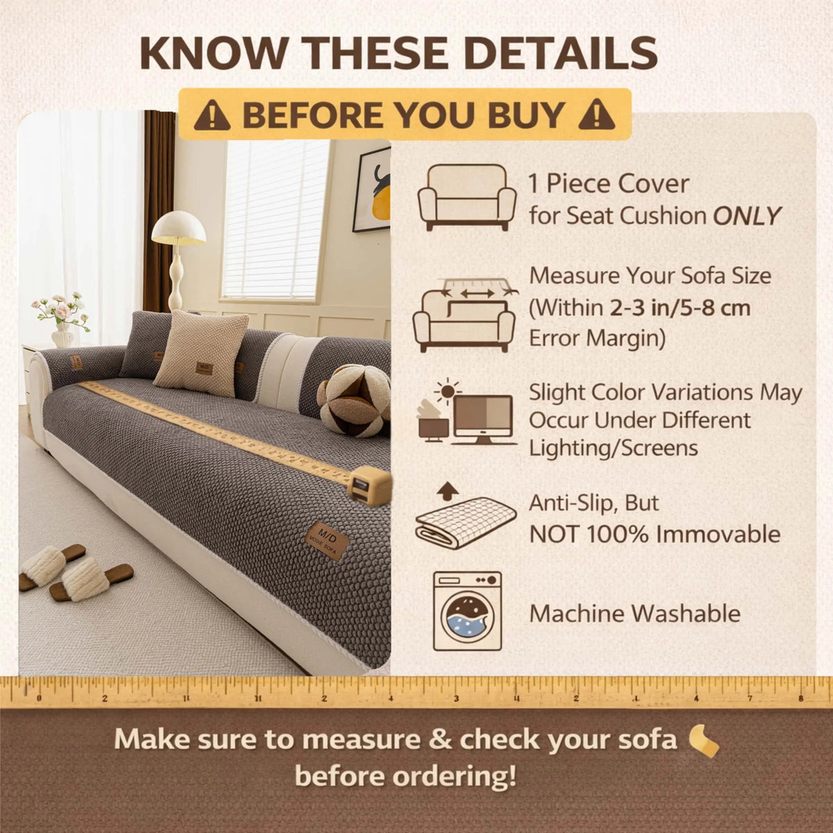 Non-Slip Pet-Friendly Sectional Couch Cover