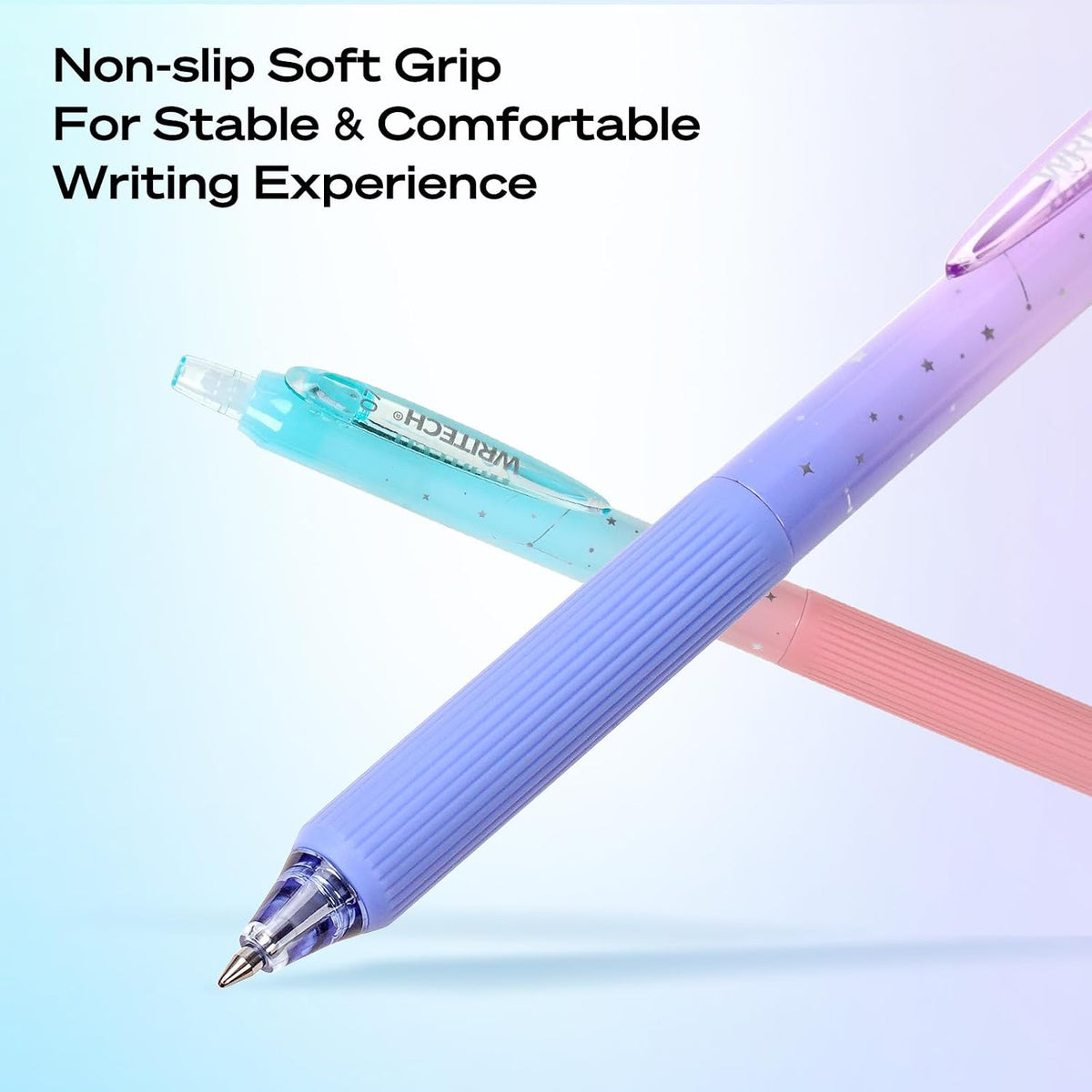 Aesthetic Gradient Gel Pens - Silent Click & Quick Dry Black Ink | 2 Pack per Set