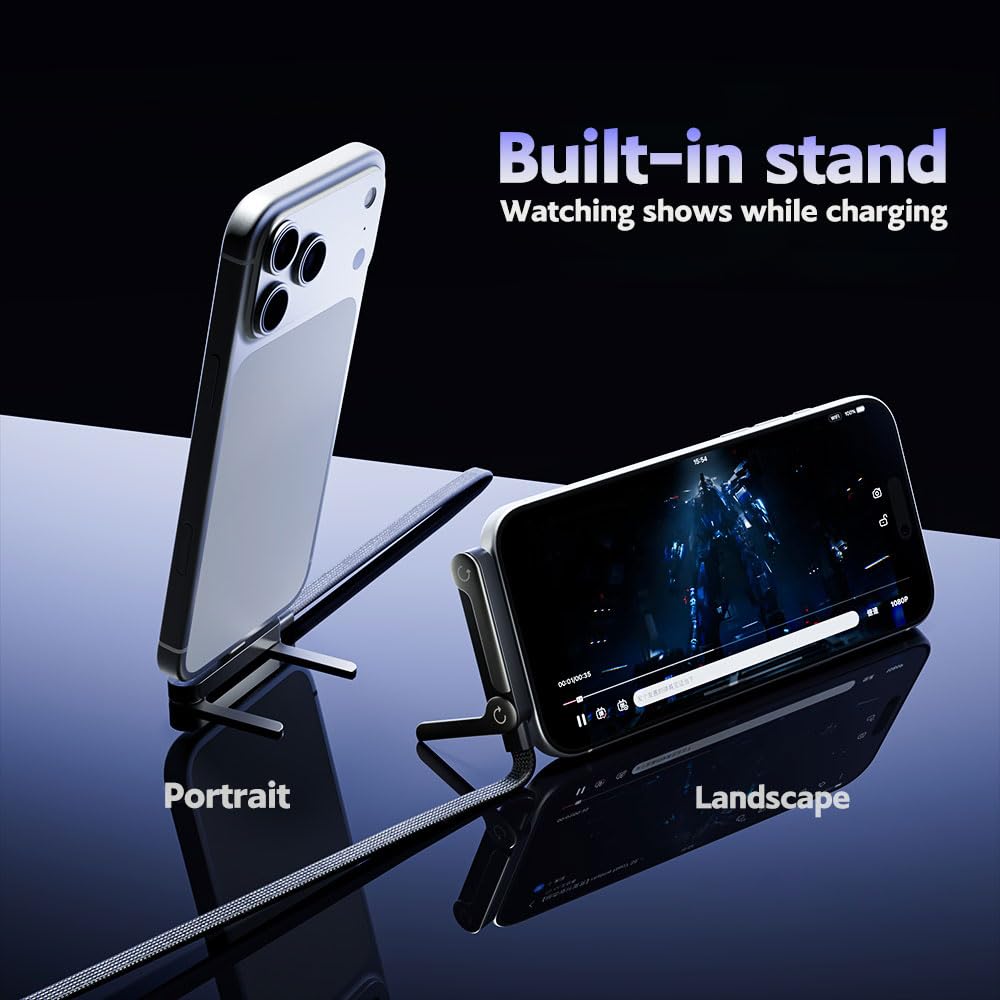 240W Fast Charging Cable with Built-in Foldable Stand
