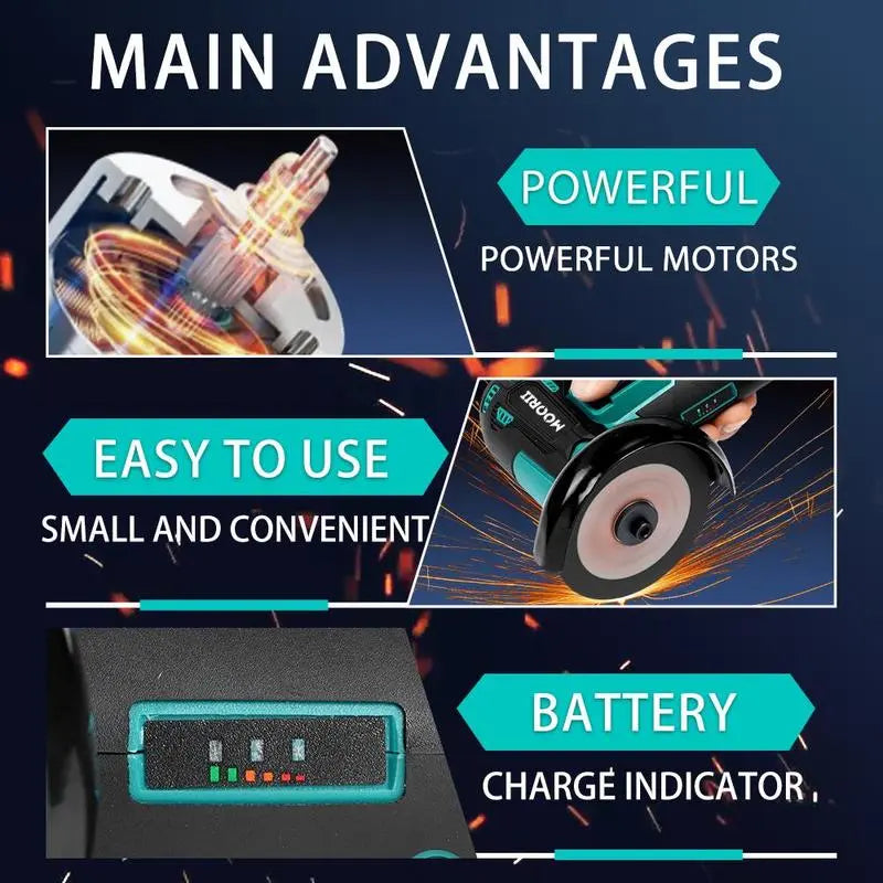 12V Cordless Mini Angle Grinder & Cut-Off Tool Set with 2 Batteries