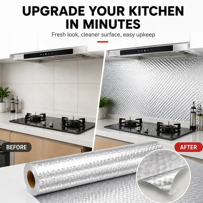Self-Adhesive Aluminum Foil Kitchen Backsplash & Shelf Liner Paper