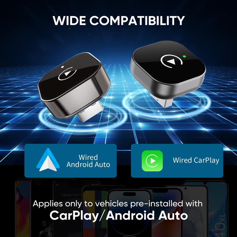Wireless CarPlay & Android Auto Adapter – Plug-and-Play Wireless Upgrade for Factory-Wired Systems
