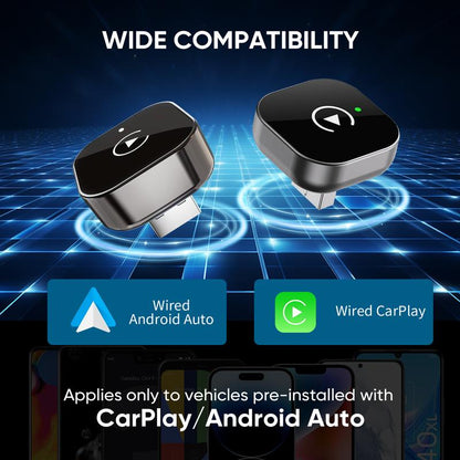 Wireless CarPlay & Android Auto Adapter – Plug-and-Play Wireless Upgrade for Factory-Wired Systems