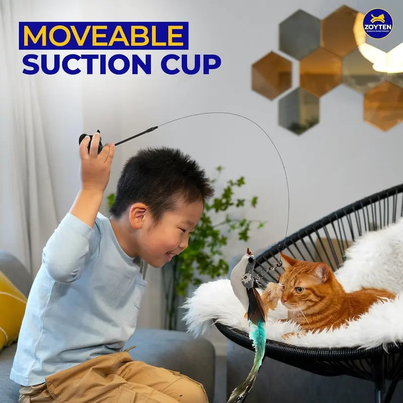 Interactive Feather Teaser Wand & Automatic Motion Cat Toy Set