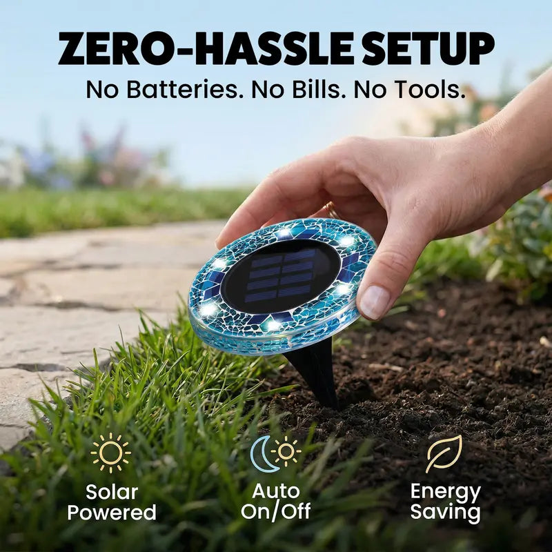 Solar Disc Solar Mosaic Pathway Disc Lights – Automatic Dusk-to-Dawn Outdoor Glow ...