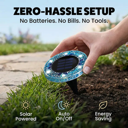 Solar Mosaic Pathway Disc Lights – Automatic Dusk-to-Dawn Outdoor Glow