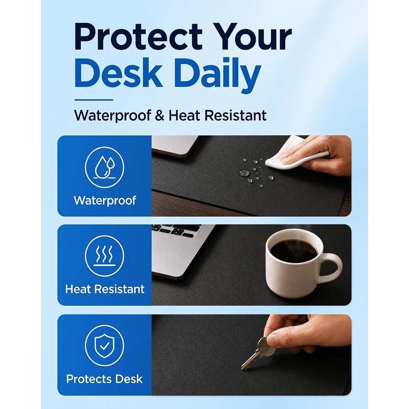 Ergonomic Dual-Sided Matte Leather & Natural Cork Desk Mat