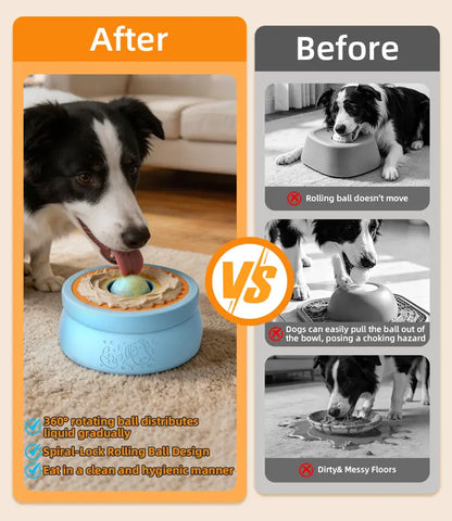 Anti-Spill Slow Feeder & Leak-Proof Detachable Dog Bowl
