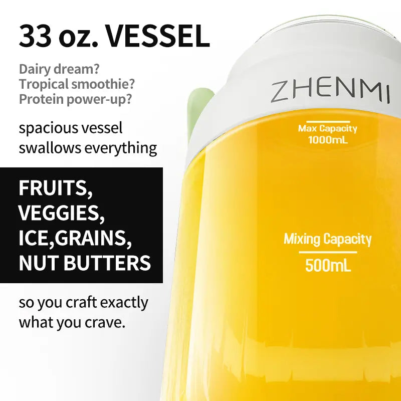 Portable Cordless Blender Bottle with Carrying Handle