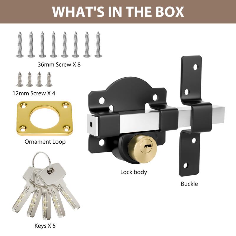 Double-Sided Barn Door Lock—Weather-Resistant Security Lock for Gates, Sheds, and Wooden Doors