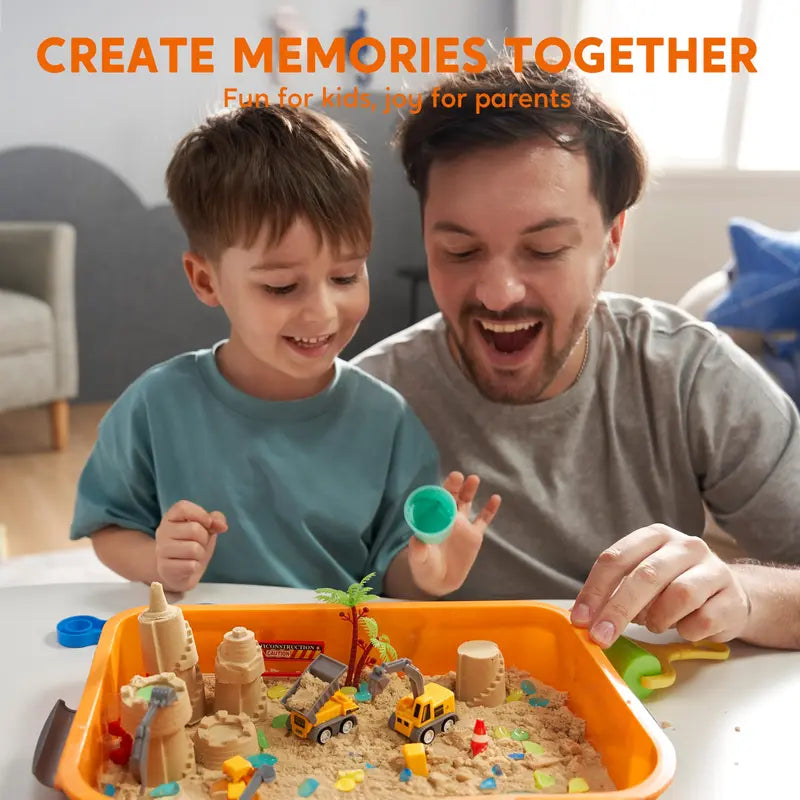 All-in-One Portable Sensory Bin: Mess-Free Play Sand & Construction Toy Set