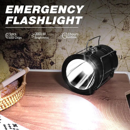2-in-1 Solar Rechargeable Camping Lantern & LED Flashlight