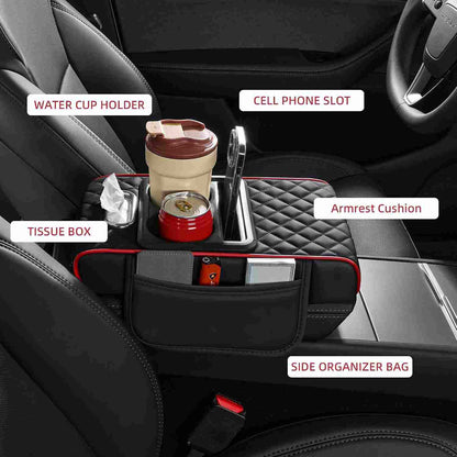 Luxury Nappa Leather Car Console Organizer Cushion - 2 Pack per Set
