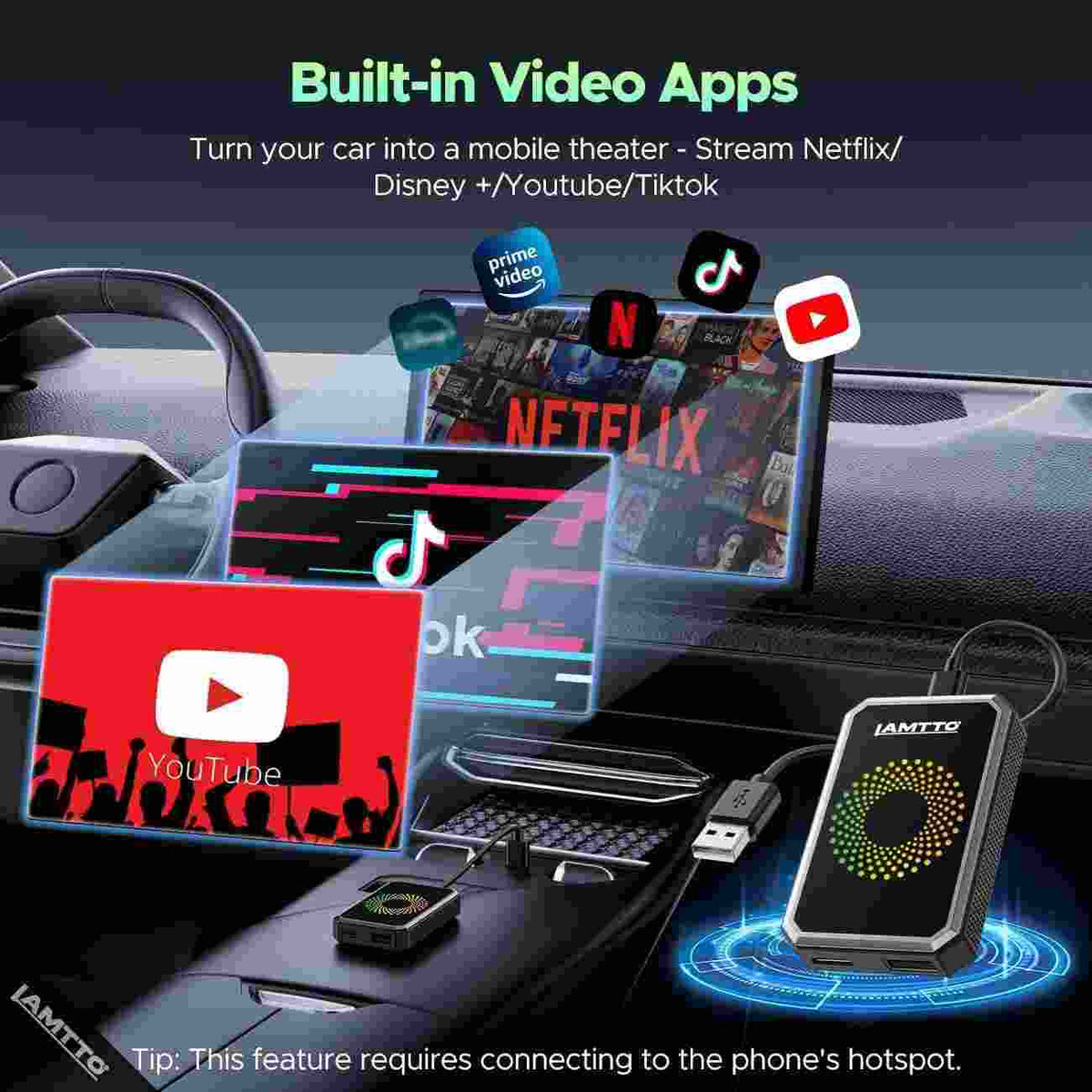 Transform Wired CarPlay to Wireless & Stream HD Videos Instantly on Your Car Screen