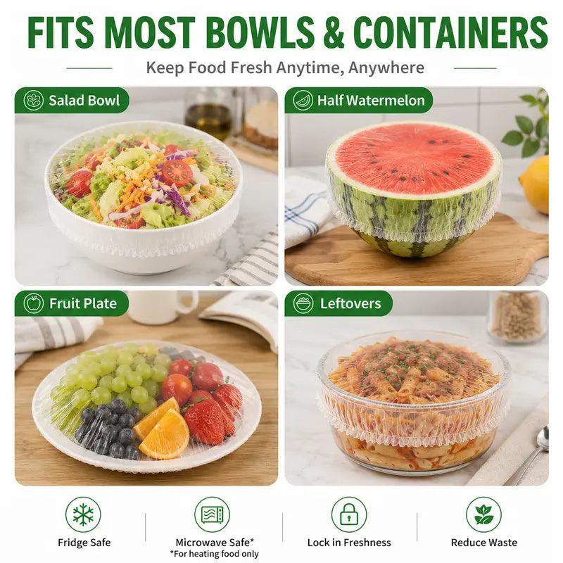100Pcs Elastic Food Covers – Instant Stretch Seal for Ultimate Freshness
