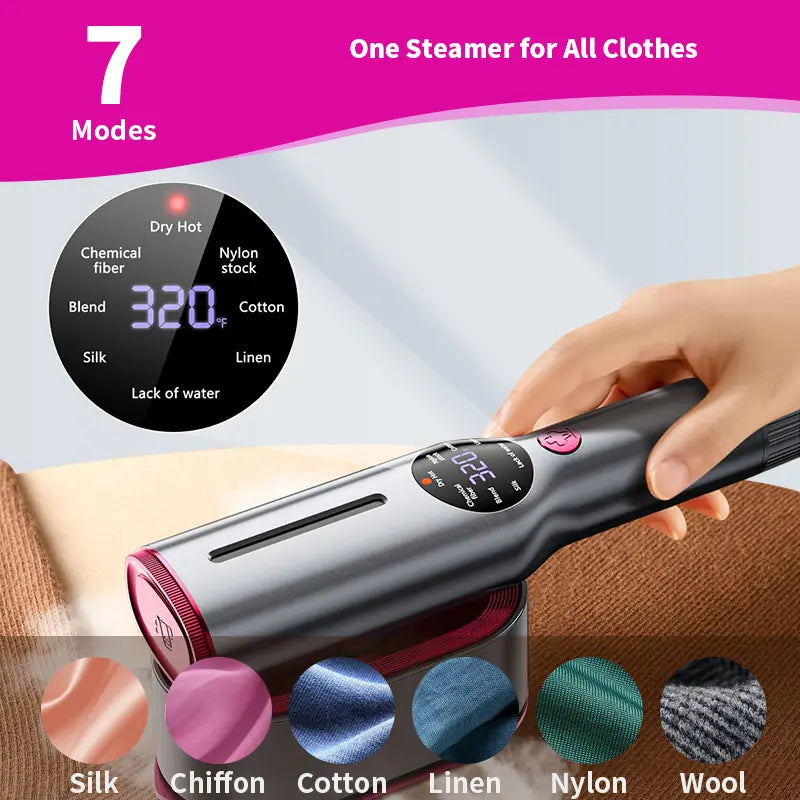 2-in-1 Smart Handheld Steamer & Iron with LCD Temp Control