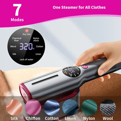 2-in-1 Smart Handheld Steamer & Iron with LCD Temp Control