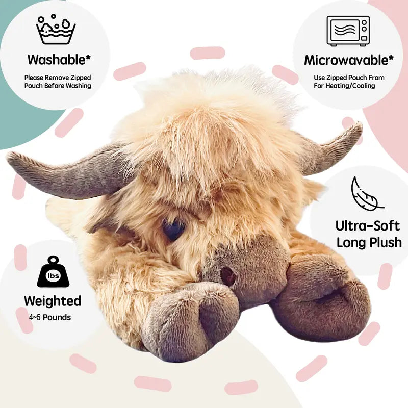 Ultra-Soft Highland Cow Plushie – Huggable Fluffy Stuffed Animal