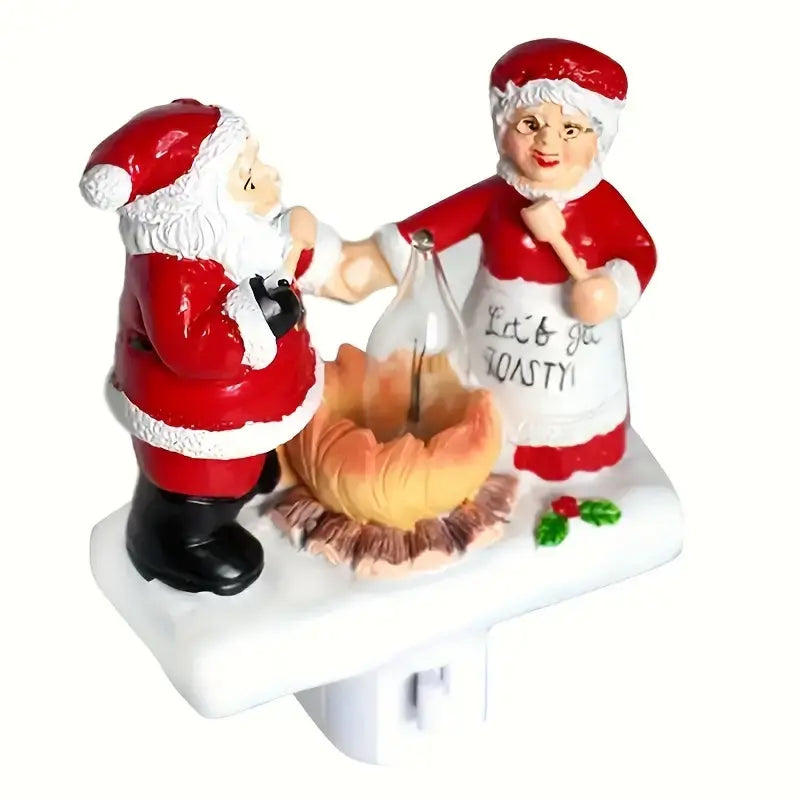 Flickering Campfire Santa & Mrs. Claus Night Light