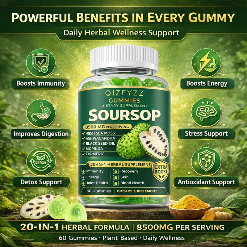 20-in-1 Soursop Herbal Gummies (8500mg) For Maximum Daily Immunity & Natural Energy