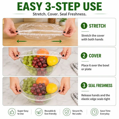 100Pcs Elastic Food Covers – Instant Stretch Seal for Ultimate Freshness