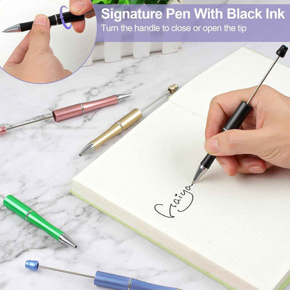 DIY Custom Beadable Pens Set – Smooth Writing Metallic Pens for Creative Crafting