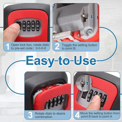 Wall Mount Combination Key Lock Box for Home & Spare Key Security