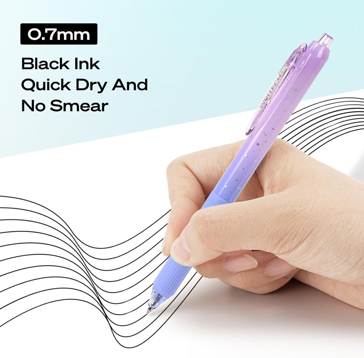 Aesthetic Gradient Gel Pens - Silent Click & Quick Dry Black Ink | 2 Pack per Set