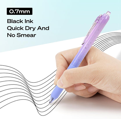 Aesthetic Gradient Gel Pens - Silent Click & Quick Dry Black Ink | 2 Pack per Set