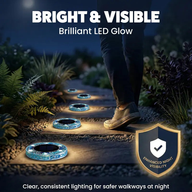 Solar Mosaic Pathway Disc Lights – Automatic Dusk-to-Dawn Outdoor Glow