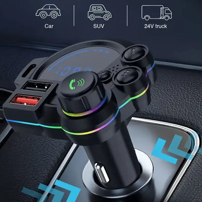 Wireless Bluetooth FM Transmitter with Hands-Free Calling & Fast Dual USB Charging