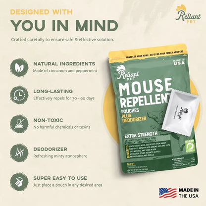 Plant-Based Natural Mouse Repellent Pouches for Home, Garage & RV