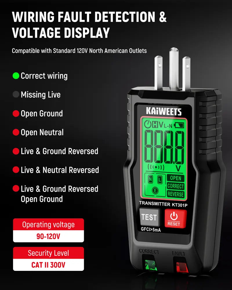 Digital Circuit Breaker Finder Tool with Clear LCD Display & Socket Tester