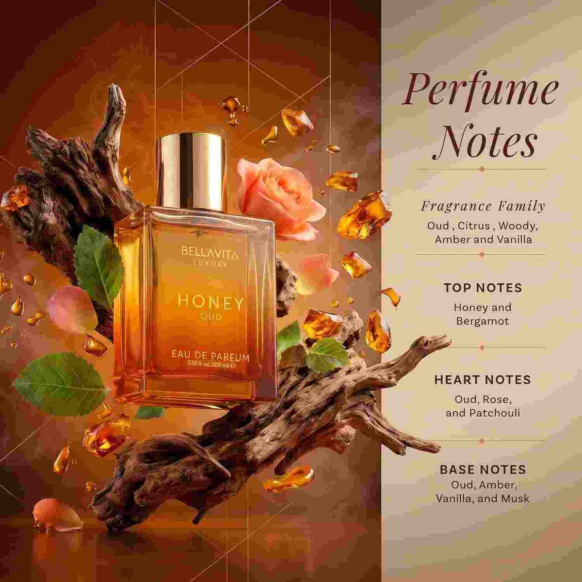 Long-Lasting Honey Oud Eau De Parfum – Sweet Warm Luxury Fragrance