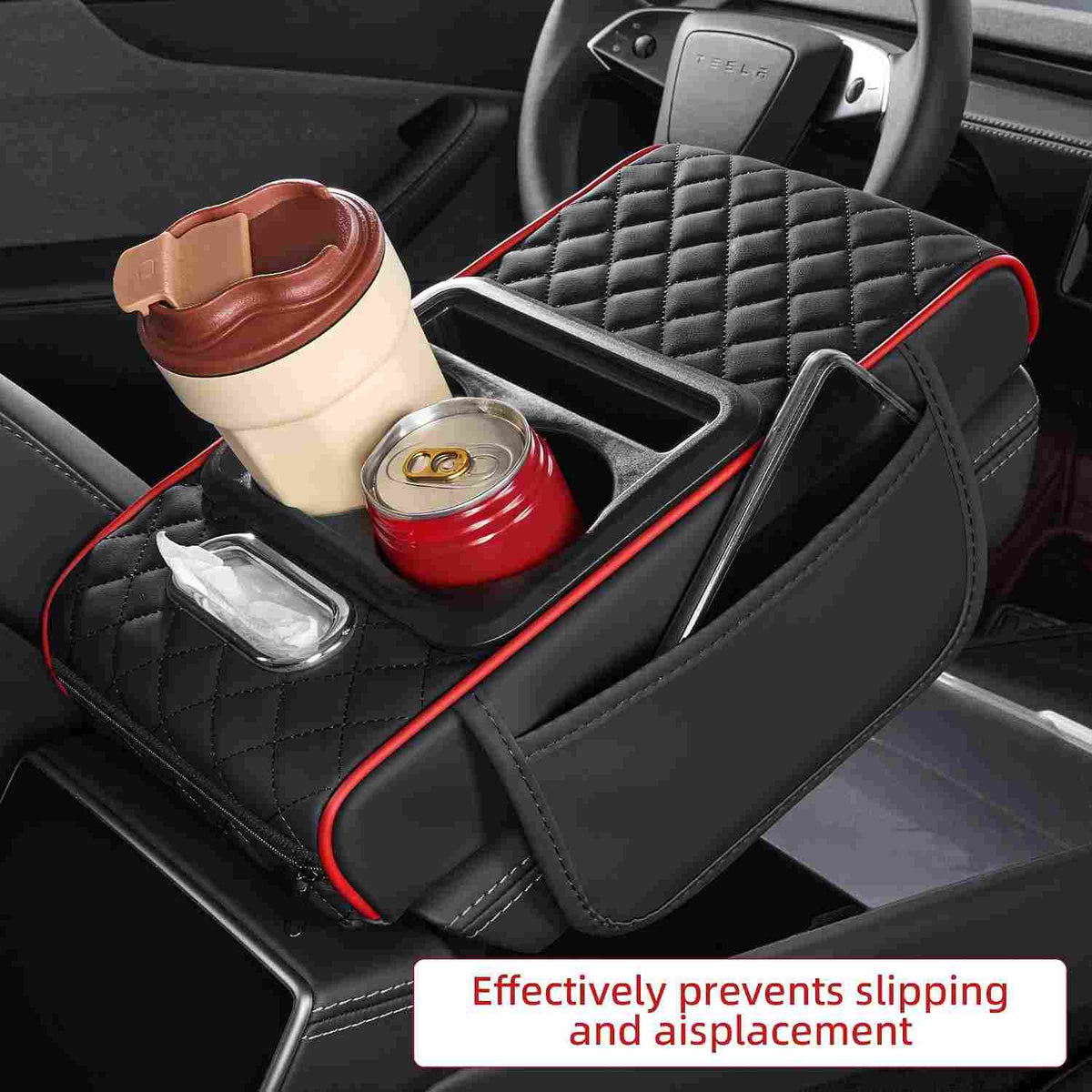 Luxury Nappa Leather Car Console Organizer Cushion - 2 Pack per Set