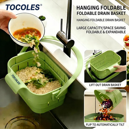 Hands-Free Collapsible Sink Strainer Basket: Fast Draining, Zero Clogs & Clean Hands