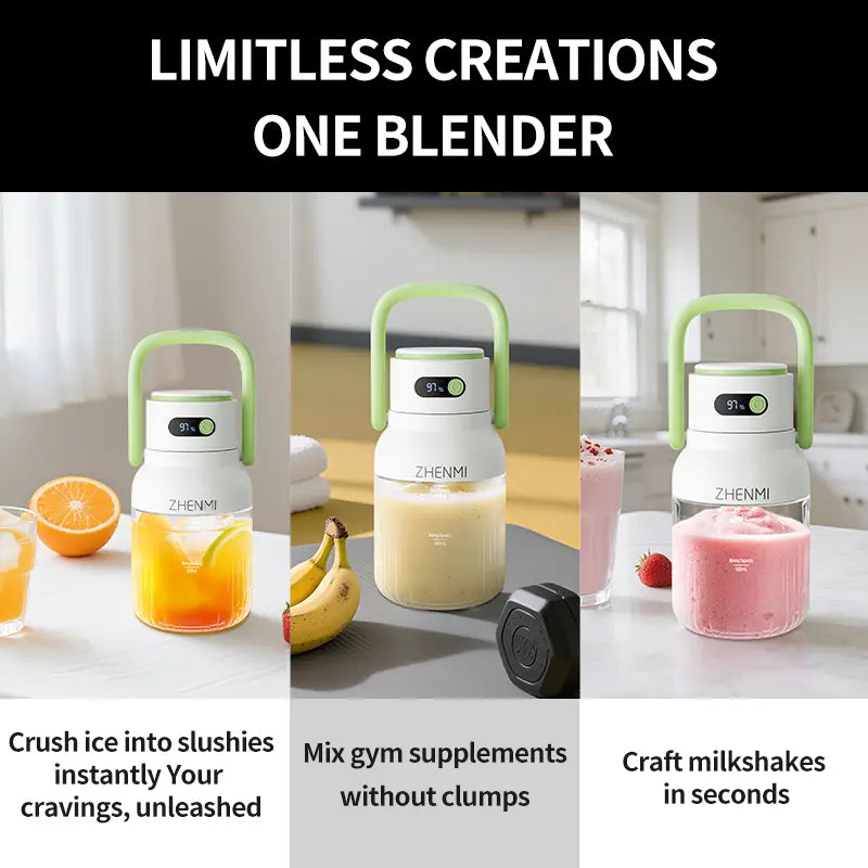 Portable Cordless Blender Bottle with Carrying Handle