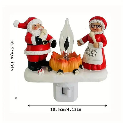 Flickering Campfire Santa & Mrs. Claus Night Light
